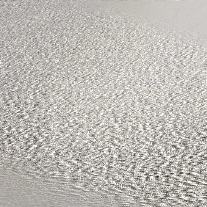 A.S. Création New Life Vliestapete - Grau, Uni, 10,05 x 0,53 m - Detailaufnahme einer hellgrauen, strukturierten Tapete, die eine subtile und elegante Wandgestaltung ermöglicht.