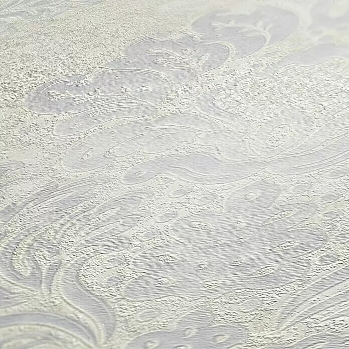A.S. Création Metropolitan Stories II Vliestapete Damask - Creme, Ornament, 10,05 x 0,53 m - Strukturierte Tapete mit geprägtem floralem Damastmuster in Creme und Hellgrau.