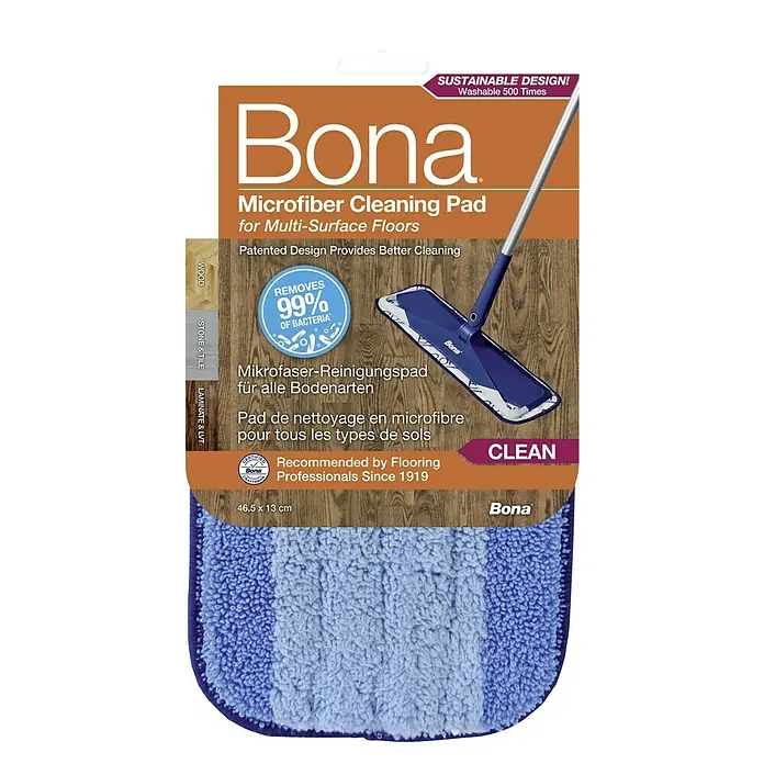 Bona Mikrofaser-Reinigungspad - Mikrofaser, Waschen bei 60 °C - Bona Mikrofaser-Reinigungspad für verschiedene Bodenarten, nachhaltiges Design, 500 Mal waschbar, empfohlen von Bodenprofis seit 1919.