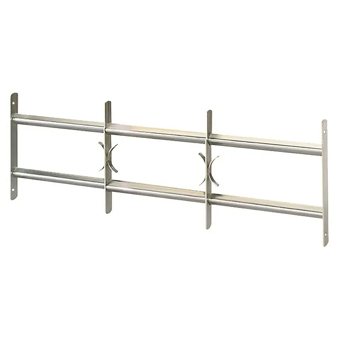 Stabilit Fenstergitter - Höhe: 300 mm, Auszugslänge: 70 cm - 105 cm, Fensterlaibungsmontage - Metallfenstergitter mit zwei horizontalen Stangen und dekorativen Verstrebungen für erhöhte Sicherheit und Ästhetik.