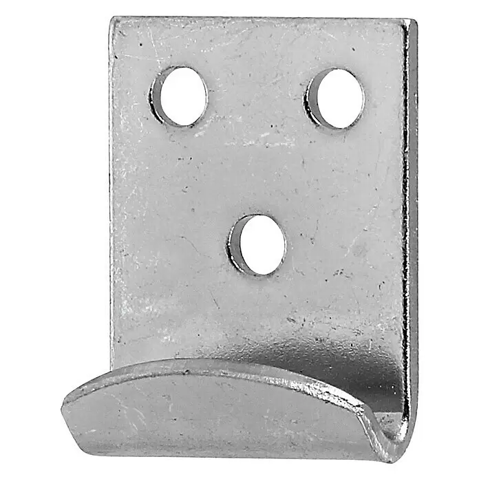 Stabilit Cierre de gancho - L x An x Al: 34 x 25 x 2 mm, Acero inoxidable - Gancho de montaje de metal plateado con tres orificios para tornillos.