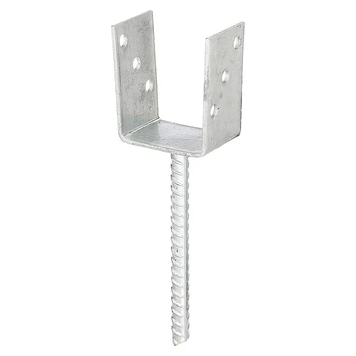 Stabilit U-Stützenschuh - L x B x H: 91 x 50 x 80 mm - U-Pfostenträger mit Anker zum Einbetonieren für die sichere Befestigung von Holzpfosten. Ideal für Zäune, Carports und Gartenprojekte.