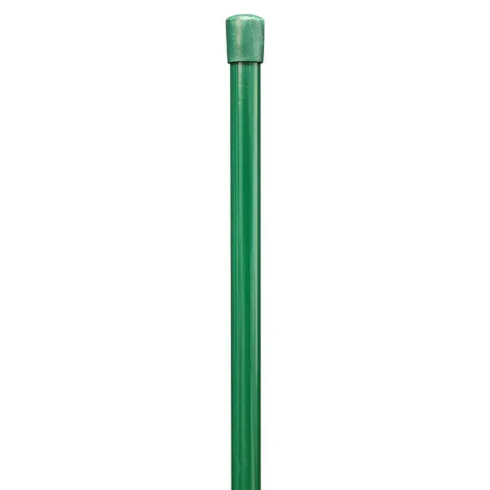 Alberts Geflechtspannstab - 10 mm x 105 cm, Grün - Eine grüne Metallpfosten mit Kappe, ideal für Gartenbau oder Zaunanlagen. Die robuste Konstruktion sorgt für Langlebigkeit.