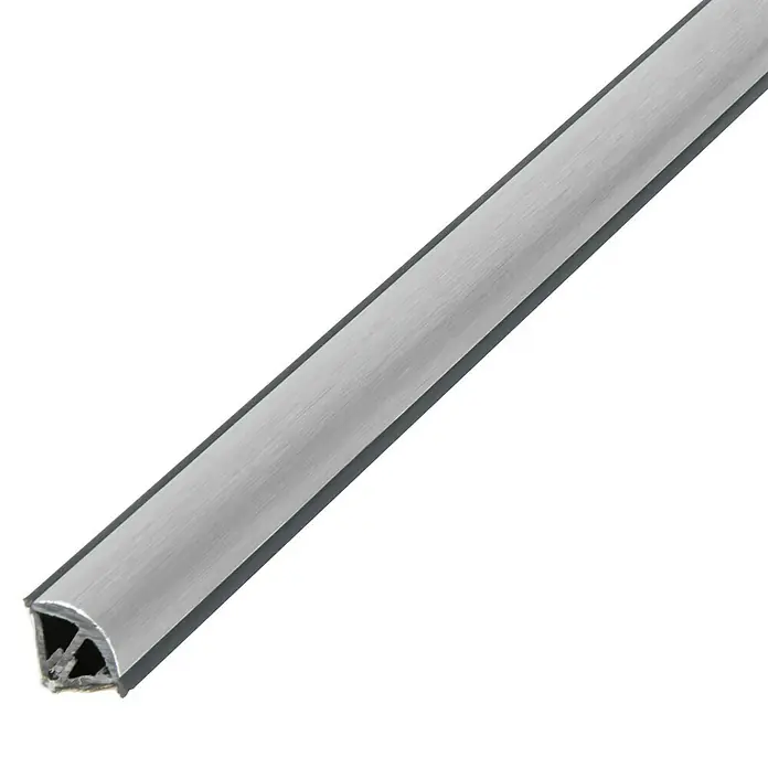 Alberts Abschlussleiste selbstklebend - Edelstahl gebürstet, L x B x H: 2.600 x 15 x 15 mm - Ein silbernes Eckprofil, das zur Abdeckung und zum Schutz von Ecken dient, ideal für den Innenausbau und zur Akzentuierung von Wandkanten.