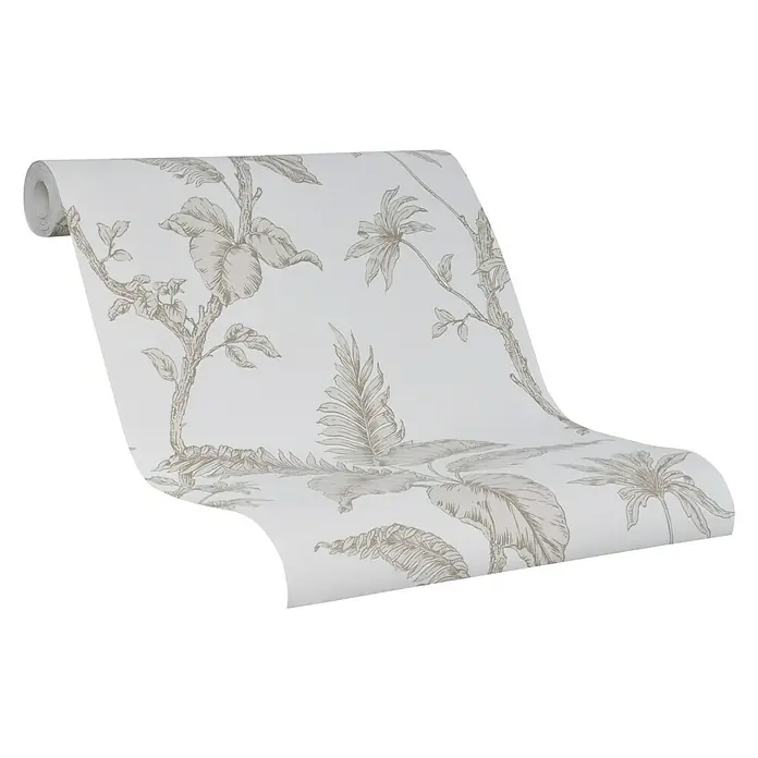 SCHÖNER WOHNEN-Kollektion Vliestapete - Beige/Weiß, Floral, 10,05 x 0,53 m - Eine Rolle floral gemusterte Tapete in sanften Farbtönen. Perfekt für eine stilvolle Wandgestaltung im Wohnbereich oder Schlafzimmer.