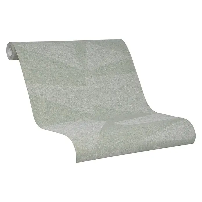 SCHÖNER WOHNEN-Kollektion Vliestapete - Grün/Grau, Grafisch, 10,05 x 0,53 m - Nahaufnahme einer Rolle abstrakter grauer Tapete. Das elegante Design der Tapete verleiht jedem Raum einen Hauch von moderner Raffinesse.