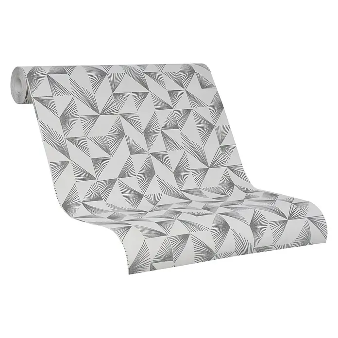 SCHÖNER WOHNEN-Kollektion Vliestapete - Grau/Silber, Grafisch, 10,05 x 0,53 m - Eine Rolle stilvolle Tapete mit einem geometrischen Muster aus grauen Dreiecken, die jedem Raum eine moderne Note verleiht.