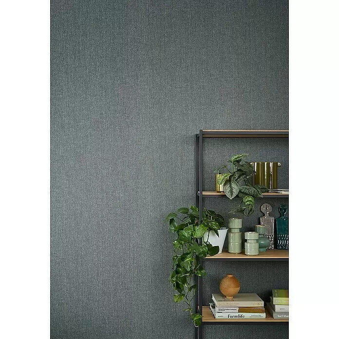 SCHÖNER WOHNEN-Kollektion Vliestapete Unistruktur - Grün/Grau, Uni, 10,05 x 0,53 m - Stimmungsaufnahme