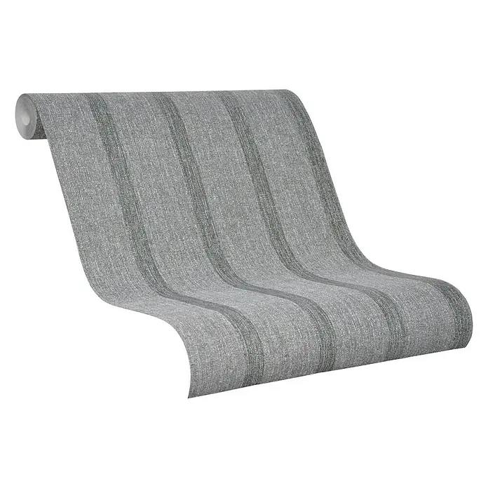 SCHÖNER WOHNEN-Kollektion Vliestapete Unistreifen - Grau/Braun, Streifen, 10,05 x 0,53 m - Ein stilvolles Foto einer Tapetenrolle mit einem dezenten Streifenmuster, das jedem Raum eine elegante Note verleiht.