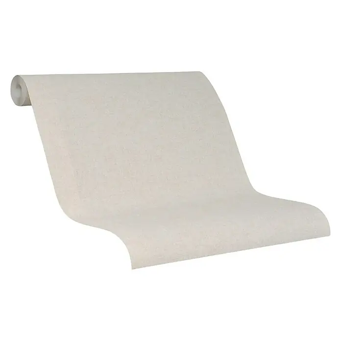 SCHÖNER WOHNEN-Kollektion Vliestapete Unistruktur - Beige, Uni, 10,05 x 0,53 m - Nahaufnahme einer Rolle strukturierten Tapete in sanftem Weiß, die Textur und Eleganz für moderne Innenräume vereint.