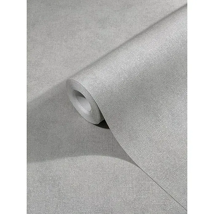 Marburg Sand & Stones Vliestapete Shades - Grau, Uni, 10,05 x 0,53 m - Nahaufnahme einer grauen Tapetenrolle mit dezenter Textur, ideal für moderne Innenräume und stilvolle Wandgestaltung.