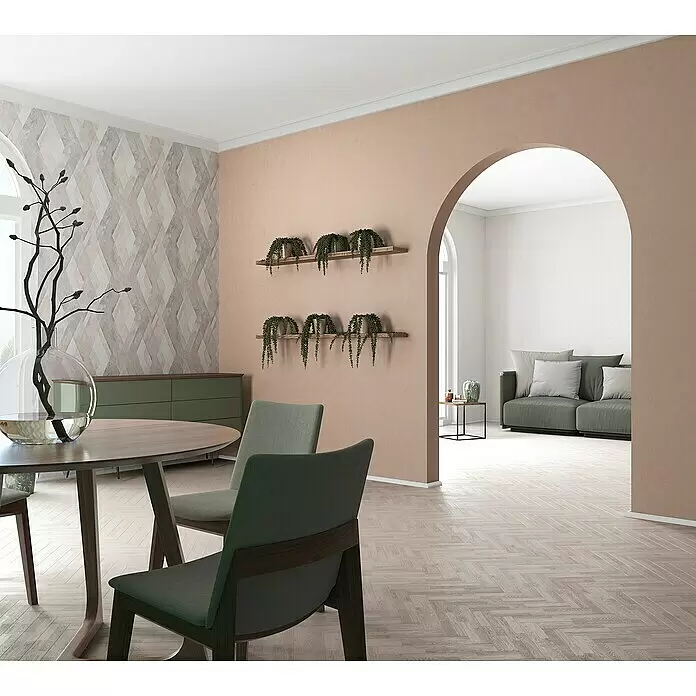 Marburg Sand & Stones Vliestapete Shades - Hellweiß, Uni, 10,05 x 0,53 m - Stimmungsaufnahme
