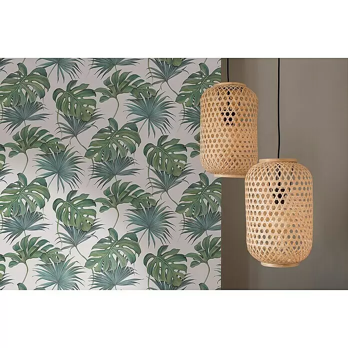 SCHÖNER WOHNEN-Kollektion New Spirit Vliestapete Fensterblatt - Grün/Weiß, Floral, 10,05 x 0,53 m - Stimmungsaufnahme