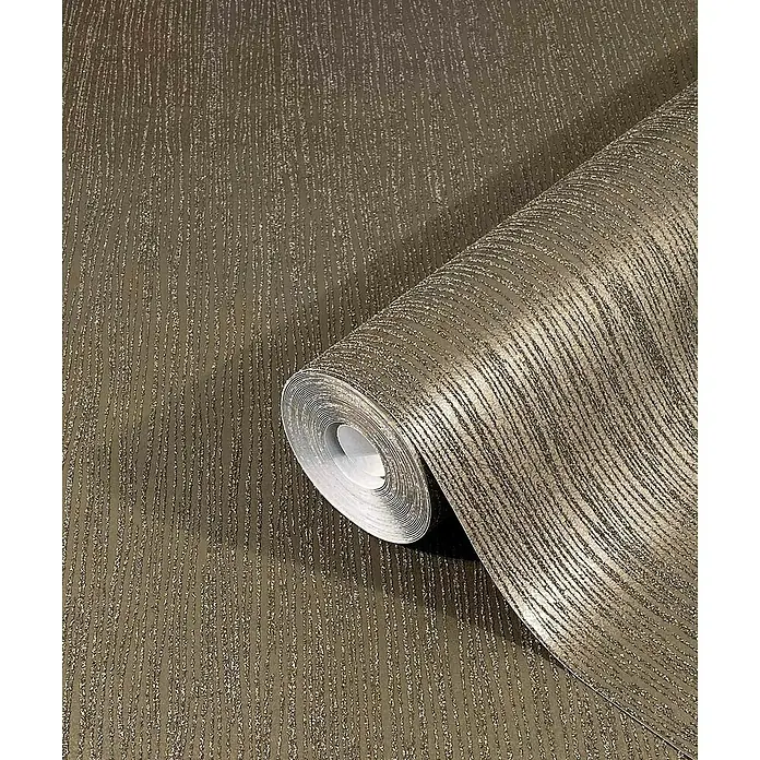 Marburg Sand & Stones Vliestapete Dune I - Dunkelbraun, Uni, 10,05 x 0,53 m - Rolle Textiltapete in Metallic-Braun mit vertikalen Streifen. Ideal für ein modernes Interieurdesign und zur individuellen Wandgestaltung.