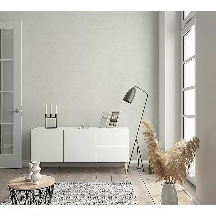 Marburg Sand & Stones Vliestapete Shades - Cremegrau, Uni, 10,05 x 0,53 m - Stimmungsaufnahme