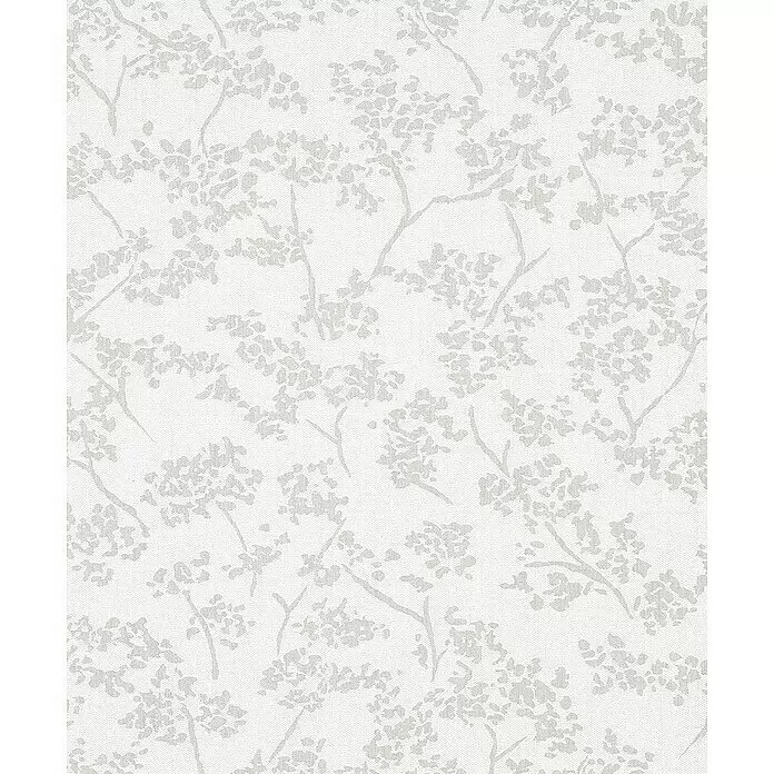 SCHÖNER WOHNEN-Kollektion New Spirit Vliestapete Blüten-Allover - Weiß, Floral, 10,05 x 0,53 m - Weißer Stoff mit zartem hellgrauem botanischem Astmuster.