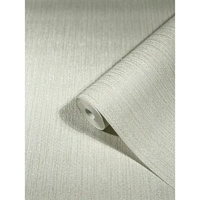 SCHÖNER WOHNEN-Kollektion New Spirit Vliestapete Struktur - Creme, Uni, 10,05 x 0,53 m - Nahaufnahme einer Rolle hellgrauer Strukturtapete, die eine subtile und elegante Wanddekoration zeigt.