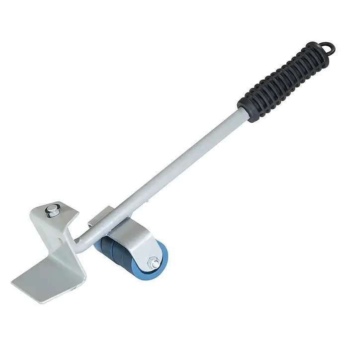 Wagner System Transportroller MM 3121 - Traglast: 150 kg, Stahl - Möbelheber mit blauem Rad und grauem Griff mit schwarzem Griffstück zum einfachen Anheben und Bewegen schwerer Gegenstände.