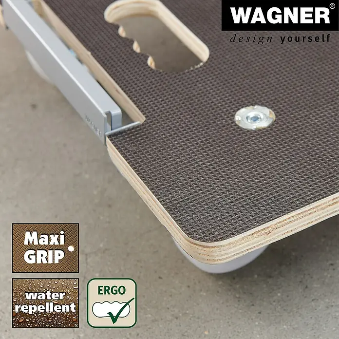 Wagner System Transportroller MM 1381 - L x B x H: 640 x 440 x 100 mm, Traglast: 250 kg, Holz - Produktbild einer Wagner Möbelrolle mit rutschfester Oberfläche, wasserabweisend und ergonomischem Design für sicheren und komfortablen Transport.