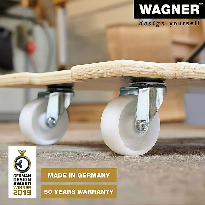 Wagner System Transportroller MM 1383 - L x B x H: 590 x 390 x 110 mm, Traglast: 250 kg, Holz - Detailaufnahme