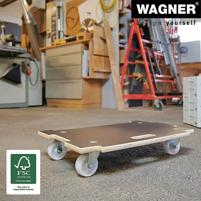 Wagner System Transportroller MM 1383 - L x B x H: 590 x 390 x 110 mm, Traglast: 250 kg, Holz - Der Wagner Möbelroller mit vier Rollen ist ideal zum einfachen Bewegen von Möbeln und anderen schweren Gegenständen.