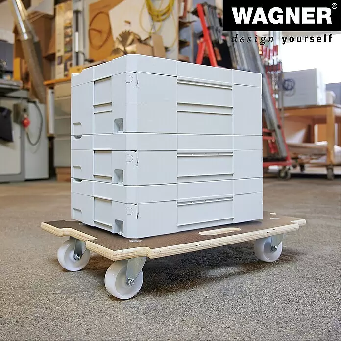 Wagner System Transportroller MM 1383 - L x B x H: 590 x 390 x 110 mm, Traglast: 250 kg, Holz - Stimmungsaufnahme