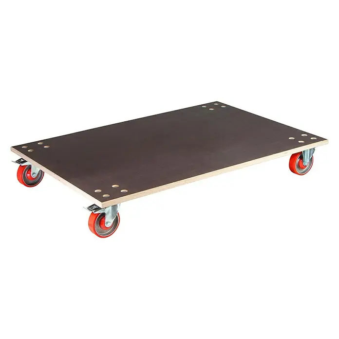Wagner System Transportroller MM 1349 - L x B x H: 1.200 x 800 x 177 mm, Traglast: 1.000 kg, Holz - Rollbrett mit vier roten Rollen, ideal zum einfachen Bewegen von schweren Gegenständen im Lager oder Werkstatt.