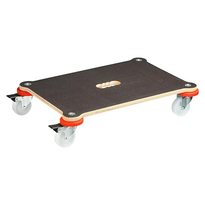 Wagner System Transportroller Protection MM 1370 - L x B x H: 600 x 400 x 123 mm, Traglast: 200 kg, Holz - Eine Transportrolle mit einer robusten Holzplatte und stabilen Rädern für den einfachen Transport von Gegenständen.