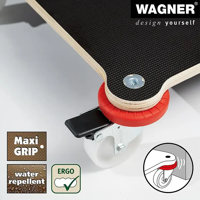 Wagner System Transportroller Protection MM 1370 - L x B x H: 600 x 400 x 123 mm, Traglast: 200 kg, Holz - Produktabbildung von Wagner: Designen Sie selbst Möbelrollen mit Maxi Grip, wasserabweisend, ergo und geräuscharm für eine einfache Nutzung.