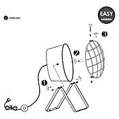 Home Sweet Home Clemento Tischleuchte rund (60 W, Farbe: Grau, L x B x H: 48 x 40 x 62 cm)