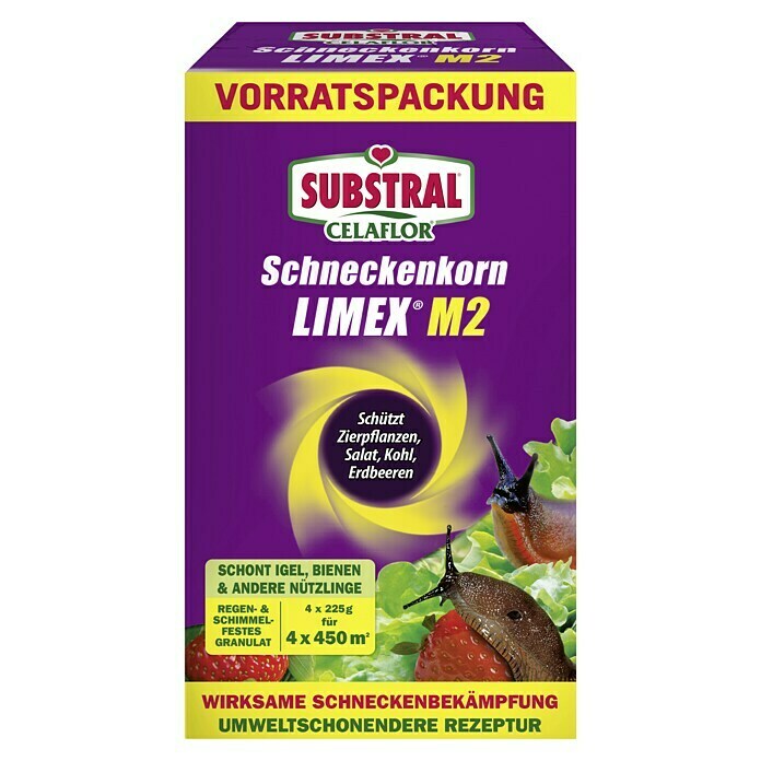 Substral Celaflor Schneckenkorn Limex4 x 225 g, Inhalt ausreichend für ca.: 1.800 m² Front View