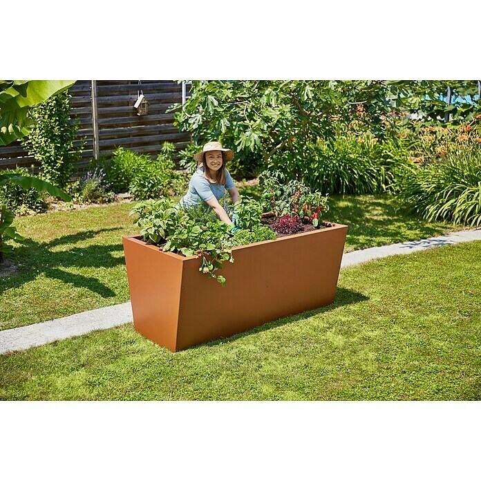 Gutta Hochbeet Valenta 150 (150 x 90 x 80 cm, Aluminium, Rost Eisen) | BAUHAUS