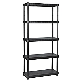Regalux Estantería de plástico XL (Al x An x Pr: 188 x 90 x 40 cm, Capacidad de carga por balda: 55 kg, Número de baldas: 5 ud., Inserción, Negro)