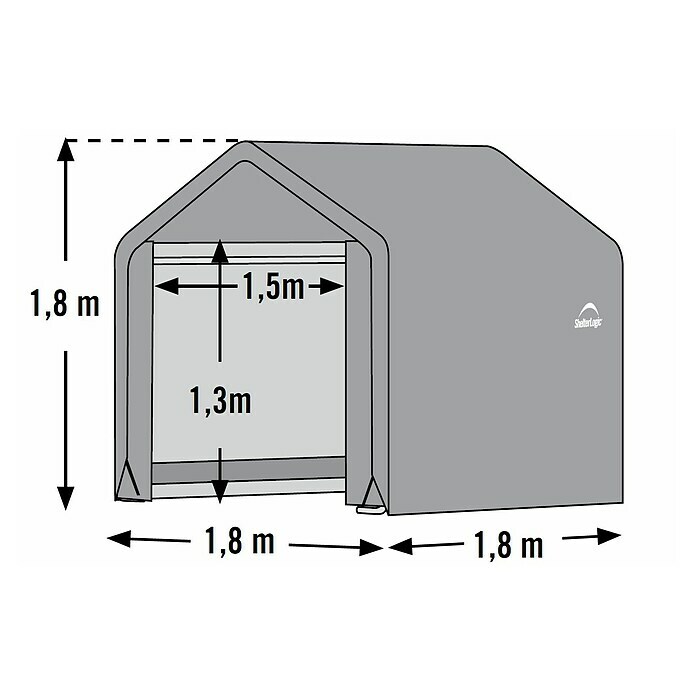 ShelterLogic Gerätehaus (180 x 180 x 180 cm, Polyethylen, Grammatur: 210 g/m², Grau)