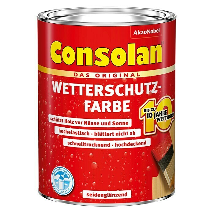 Consolan Wetterschutzfarbe (Braun, Seidenglänzend, 2,5 l)