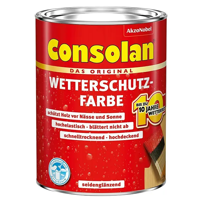 Consolan WetterschutzfarbeKieselweiß, Seidenglänzend, 2,5 l