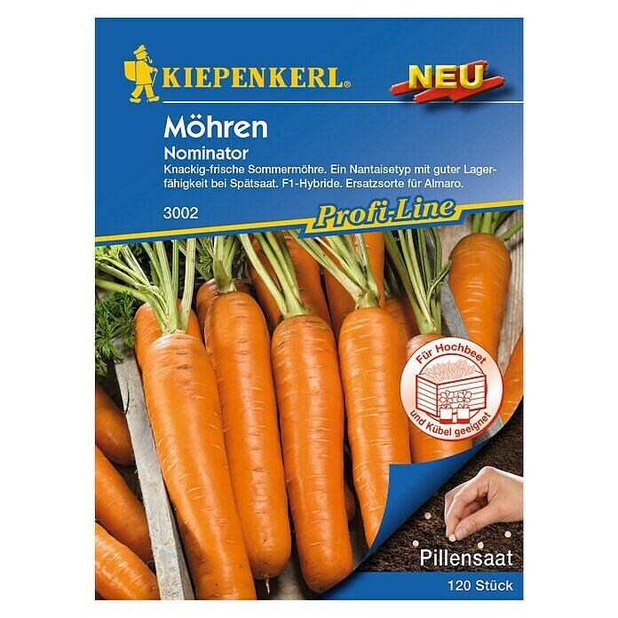 Kiepenkerl Profi-Line Gemüsesamen Möhre (Nominator - Pillensaat, Daucus carota, Erntezeit: Juli) | BAUHAUS