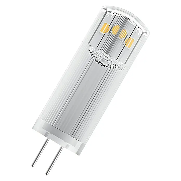 Osram LED-Lampen Set Pin G4 MR16 - G4, Nicht Dimmbar, Warmweiß, 200 lm, 1,8 W, 2 Stk. - Nahaufnahme einer G4 LED-Lampe mit Stiftsockel, ideal für energieeffiziente Beleuchtung.