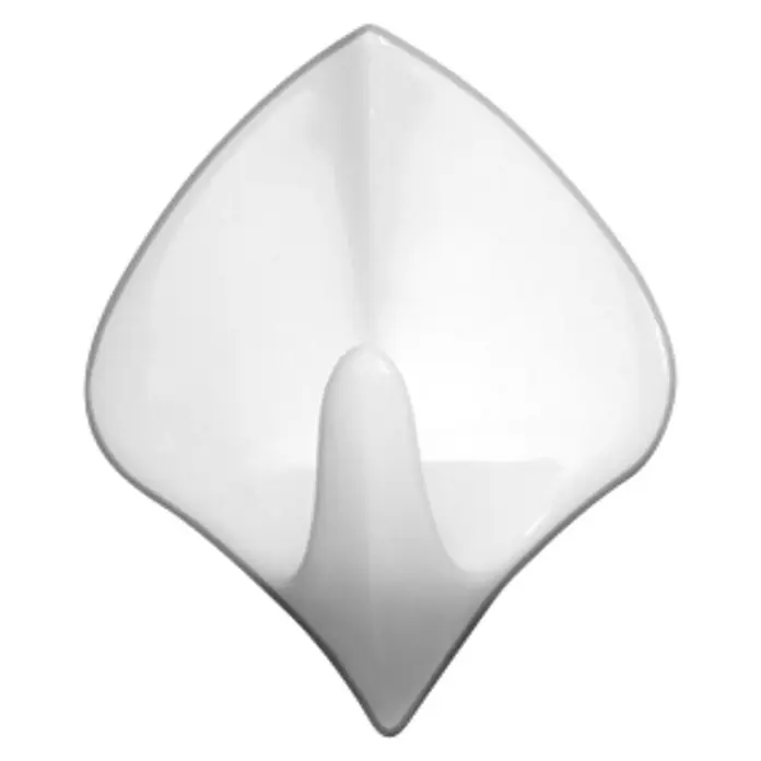 Wenko Klebehaken - Kunststoff, Weiß, 2 Stk. - Nahaufnahme eines weißen Wandhakens, der wie eine stilisierte Blüte aussieht. Das Design ist minimalistisch und modern.