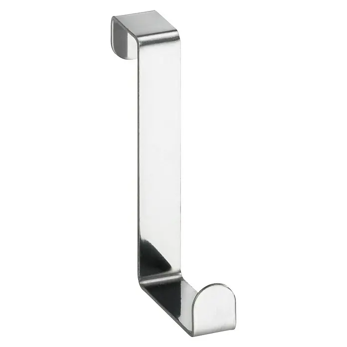 Wenko Türhaken - Edelstahl, 6 Stk. - Bild einer Türgarderobe aus Metall. Ideal zur Aufbewahrung von Kleidungsstücken und Accessoires. Sie ist glänzend und modern gestaltet.