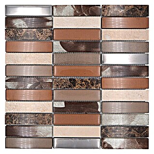 Mosaikfliese Rechteck Crystal Mix NIGHT 78X (29,8 x 29,8 cm, Beige/Braun, Glänzend)