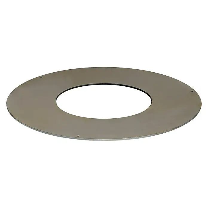 Buschbeck Plancha para barbacoa - Acero, Específico para: Brasero de 60 cm de diámetro - Vista del producto de un elemento redondo de metal con un agujero en el centro. El metal tiene una superficie lisa y un aspecto moderno.