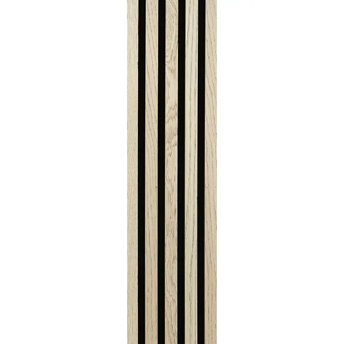 FibroTech Akustikpaneel Proff - Light Oak, L x B x S: 3.000 x 605 x 22 mm - Holzpaneele mit geriffelter Oberfläche. Die hellen Holzlamellen erzeugen eine elegante und moderne Optik. Ideal für Wandverkleidungen.