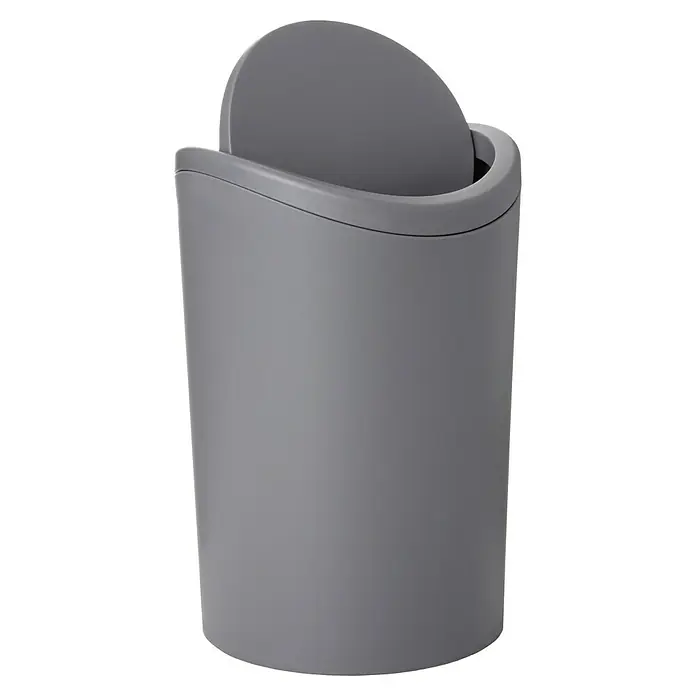 Tatay Papelera de baño STD - 6 l, Gris - Papelera gris con tapa basculante. Elegante contenedor para baño, oficina o cocina con superficie fácil de limpiar.
