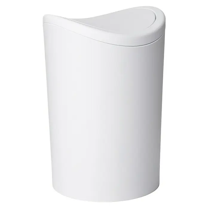 Tatay Papelera de baño STD - 6 l, Blanco - Esta papelera cosmética blanca tiene un diseño moderno y elegante, ideal para baños o tocadores. Práctica y elegante.