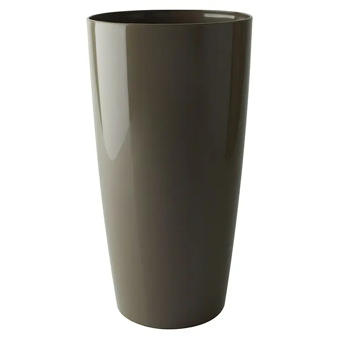 Artevasi Pflanzsäule rund Santorini - Außenmaß (Ø x H): 31,8 x 65 cm, Kunststoff, Taupe - Elegantes, glänzendes Gefäß in Braun, ideal als stilvoller Übertopf oder modernes Dekorationselement für jeden Raum.