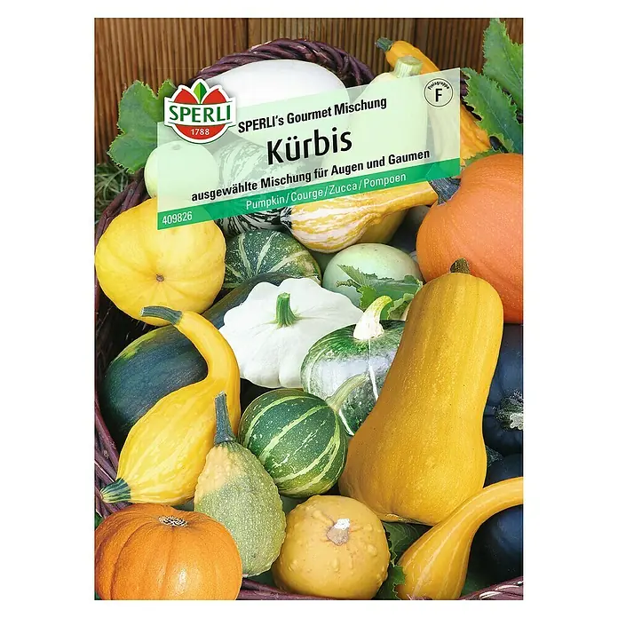 Sperli Gemüsesamen Kürbis - Gourmet Mischung, Cucurbita pepo, Erntezeit: September - SPERLI's Gourmet Kürbis Mischung: Eine vielfältige Auswahl an Kürbissen für Auge und Gaumen.