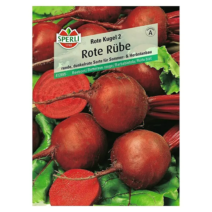 Sperli Gemüsesamen Rote Rübe - Rote Kugel 2, Beta vulgaris, Erntezeit: August - Samenkorn-Packung "Rote Rübe", eine runde, dunkelrote Sorte für Sommer- und Herbstanbau. Ideal für den Anbau im eigenen Garten.