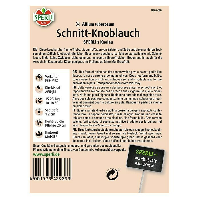 SCHNITT KNOBLAUCH   SPERLI´S KNOBLAUCH