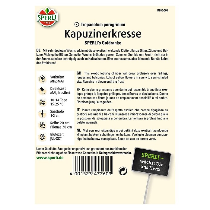 Kapuzinerkresse SPERLING´s Goldranke